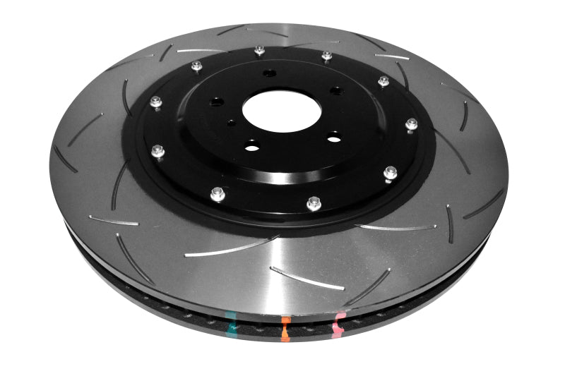 DBA T3 5000 Slotted Series w/ Black Hat Front Right 2012 Nissan GTR R35 - DBA52379BLKRS