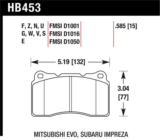 Hawk 03-06 Evo / 04-09 STi / 09-10 Genesis Coupe (Track Only) / 2010 Camaro SS DTC-30 Race Front Bra - HB453W.585