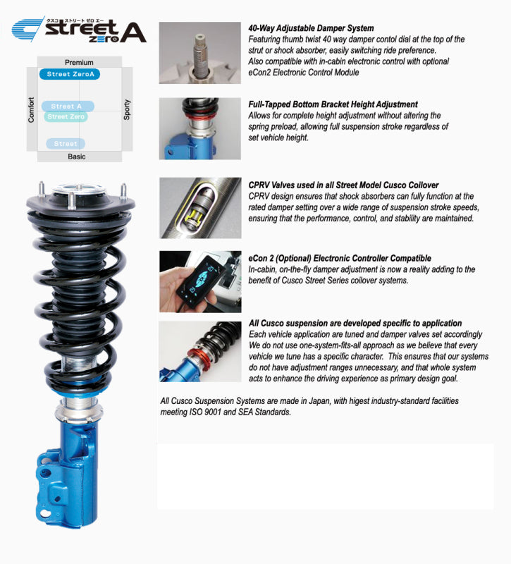 Cusco Honda Civic EG6 (B16A) Full-Length Adjustable Street Zero-A Coilover Kit (Spcl Ordr/No Cancel) - 315 61N CN