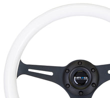 Load image into Gallery viewer, NRG Classic Wood Grain Steering Wheel (350mm) Glow-In-The-Dark Blue Grip w/Black 3-Spoke Center - ST-015BK-GL/BL