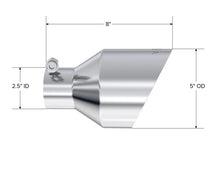 Load image into Gallery viewer, MBRP T304 SS Tip 2.5in ID, 5in OD Out, 8in Length, Angle Cut, Dual Wall - T5203