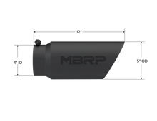 Load image into Gallery viewer, MBRP Universal Tip 5 O.D. Dual Wall Angled 4 inlet 12 length - Black Finish - T5053BLK