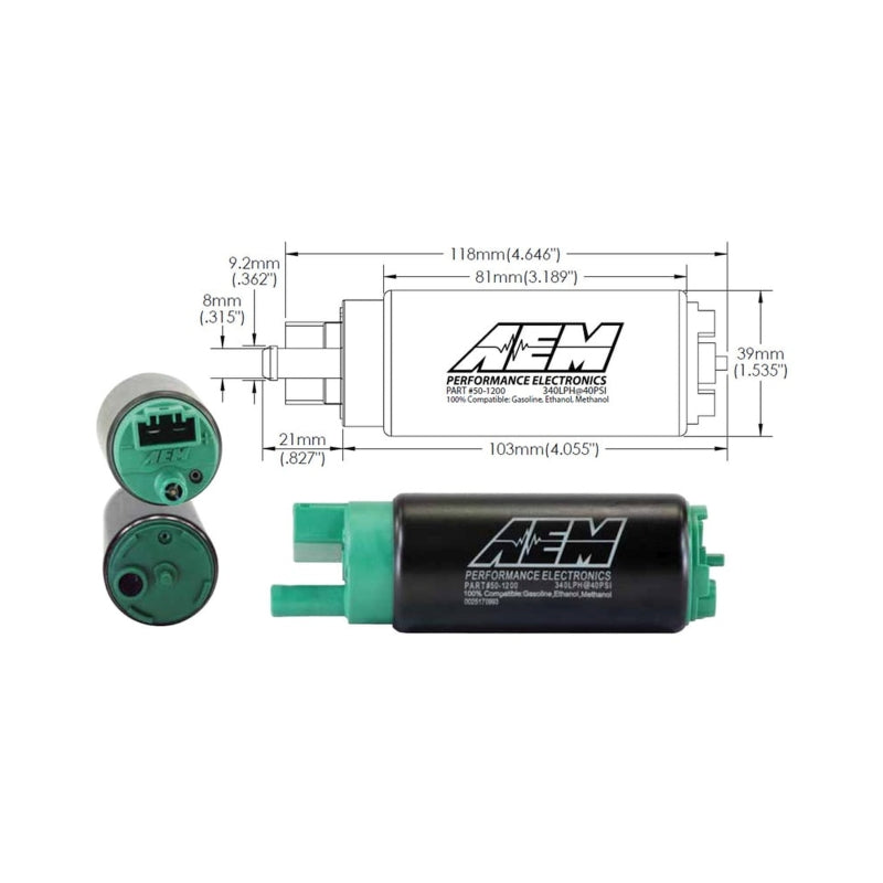 AEM 340LPH In Tank Fuel Pump Kit - Ethanol Compatible - 50-1200