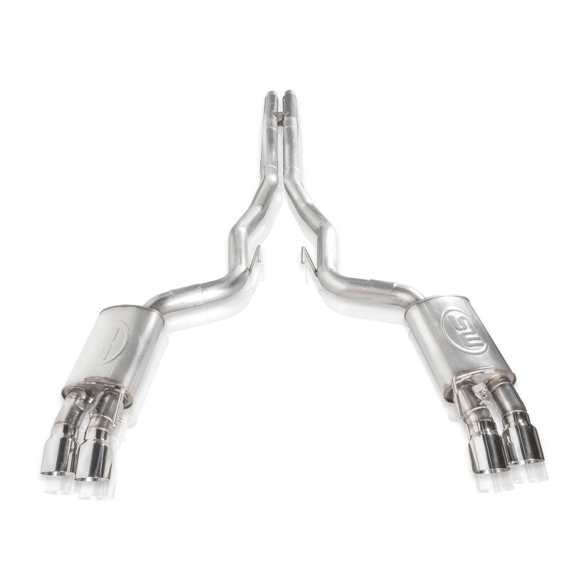 Stainless Works 2018+ Ford Mustang GT 3in Redline Series Catback H-Pipe w/Active Valves & Quad Tips - M18CBHFCV