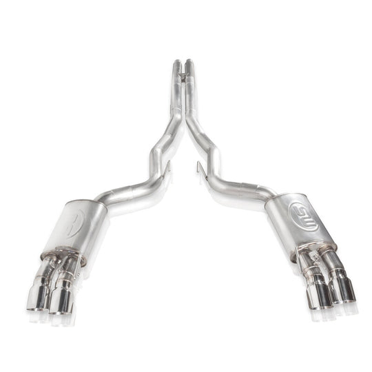 Stainless Works 2018+ Ford Mustang GT 3in Redline Series Catback H-Pipe w/Active Valves & Quad Tips - M18CBHFCV