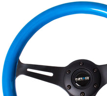 Load image into Gallery viewer, NRG Classic Wood Grain Steering Wheel (350mm) Blue Pearl/Flake Paint w/Black 3-Spoke Center - ST-015BK-BL