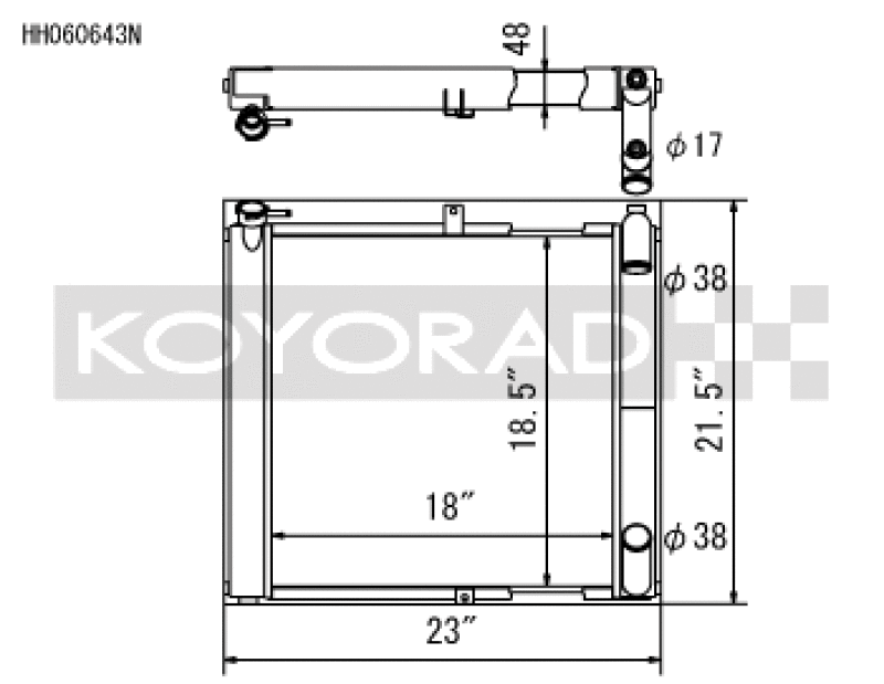 Koyo 89-92 Mazda RX-7 1.3L FC NA/Turbo (MT) N-FLO Technology Radiator  *OE Shroud Requires Trimming* - HH060643N