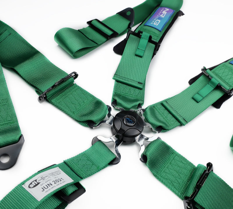 NRG 5PT 3in. Seat Belt Harness / Cam Lock - Green - SBH-B6PCGN