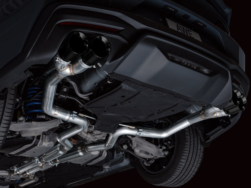 AWE 2024 Ford Mustang GT Fastback S650 RWD Track Edition Cat-Back Exhaust w/ Quad Diamond Black Tips - 3020-43650