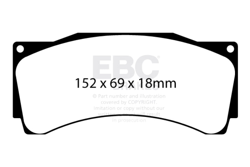 EBC Racing Alcon CAR89 4489 D54 18mm RP-1 Race Brake Pads - DP8080/2RP1