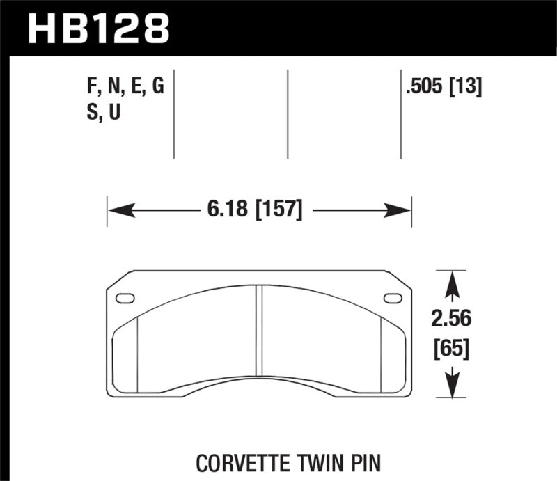 Hawk Corvette Twin Pin DTC-70 Race Brake Pads - HB128U.505