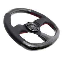 Load image into Gallery viewer, NRG Carbon Fiber Steering Wheel (320mm) Flat Bottom &amp; Leather Trim w/Red Stitching - ST-009CFRS