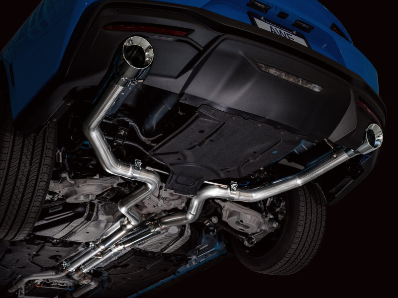 AWE 2024 Ford Mustang GT Fastback S650 RWD Track Edition Cat-Back Exhaust w/ Dual Chrome Silver Tips - 3020-32650