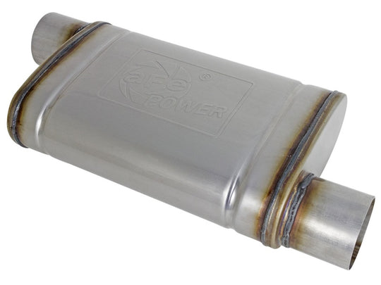 aFe MACH Force-Xp 409 SS Muffler 3in ID Offset/Offset x 4in H x 9in W x 14in L - Oval Body - 49M00030
