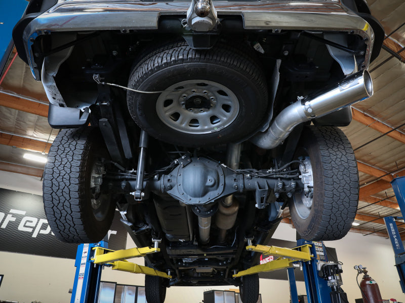 aFe Large Bore-HD 5 IN 409 SS DPF-Back Exhaust System w/Polished Tip 20-23 GM Truck V8-6.6L - 49-44125-P