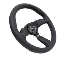 Load image into Gallery viewer, NRG Reinforced Steering Wheel (350mm / 2.5in. Deep) Blk Leather Comfort Grip w/5mm Matte Blk Spokes - RST-023MB-R