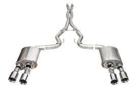 Corsa 24+ Ford Mustang Dark Horse 5.0L 3in Dual Rear Exit Cat-Back w/Twin 4.5in Polish Straight Tip - 21266