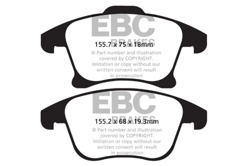 EBC 13+ Ford Fusion 1.6 Turbo Greenstuff Front Brake Pads - DP22159