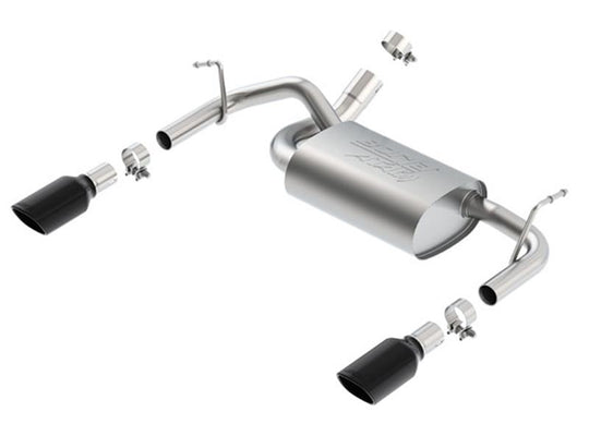 Borla 12-14 Jeep Wrangler JK 2/4Dr Rr Section ATAK Single Square Rlld Angle-Cut Black Chrome Exhaust - 11860BC