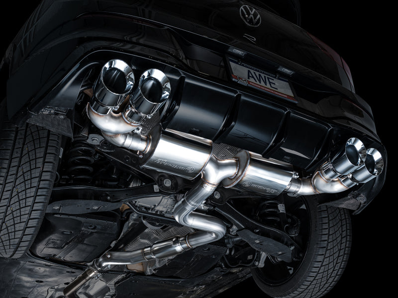 AWE Tuning MK8 Volkswagen Golf R 3in Touring Edition Quad Exhaust - Chrome Silver Tips - 3015-42658