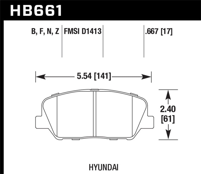 Hawk 12-13 Hyundai Veloster / 2014 Kia Forte Front HPS 5.0 Street Brake Pads - HB661B.667