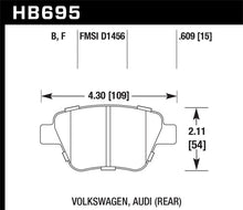 Load image into Gallery viewer, Hawk 12 Audi A3 / 11-12 VW Golf GTI/Jetta S/Jetta SE/Jetta SEL/Jetta TDI HPS Street Rear Brake Pads - HB695F.609