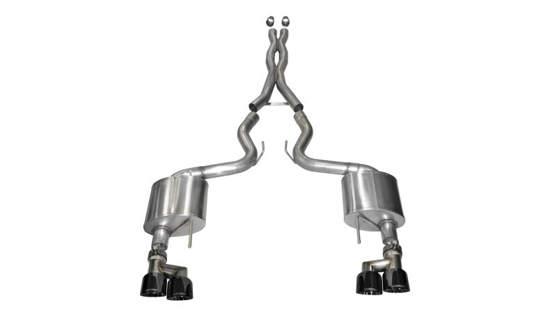 Corsa 2015-2017 Ford Mustang GT 5.0 3in Cat Back Exhaust Black Quad Tips (Xtreme) - 14335BLK