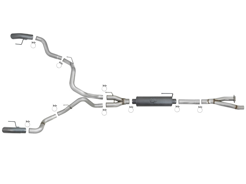 aFe MACH Force-Xp Cat-Back Exhaust w/Dual Hi-Tuck Tips Black 17-18 Ford F-150 Raptor V6-3.5L (tt) - 49-33095-B