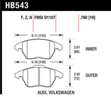 Load image into Gallery viewer, Hawk Audi A3 Quattro / VW EOS / Golf / Jetta / Passat / Rabbit HPS Front Brake Pads - HB543F.760