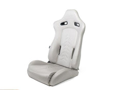 Load image into Gallery viewer, NRG Reclinable Sport Seats (Pair) The Arrow Grey Vinyl w/ Pressed NRG logo w/ Grey Stitch - RSC-810GY L/R