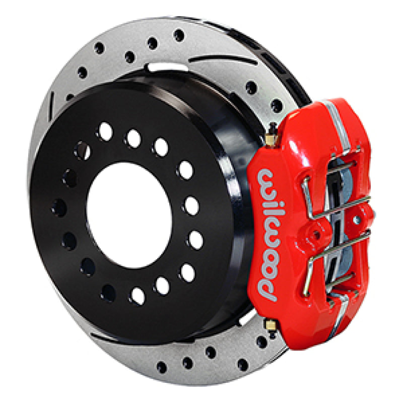 Wilwood Dynapro 12 Bolt Low-Pro Rear Kit w/ E-Brake 11in Drilled & slotted / 2.75-2.81in off - Red - 140-14400-DR