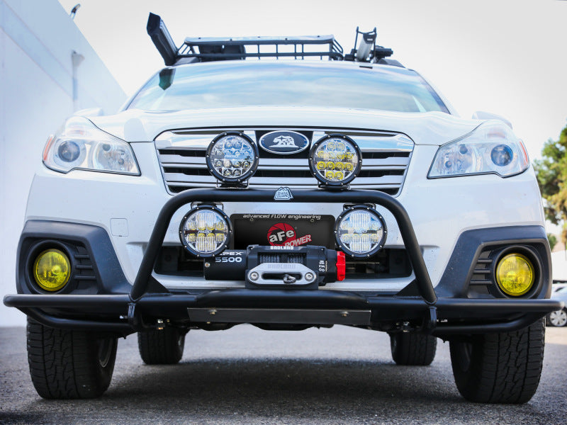 aFe POWER 10-14 Subaru Outback H4 2.5L / H6 3.6L Terra Guard Front Bumper w/ Winch Mount - Black - 79-27010