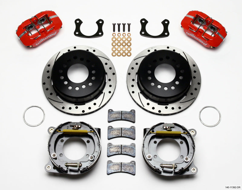 Wilwood Dynapro Low-Profile 11.00in P-Brake Kit Drill-Red New Big Ford 2.50in Off Staggered Mount - 140-11392-DR