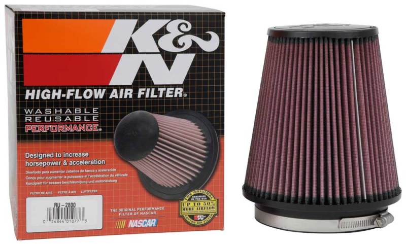 K&N Filter Universal Rubber Filter 5 inch Flange 6 1/2 inch Base 4 3/8 inch Top 7 inch Height - RU-2800