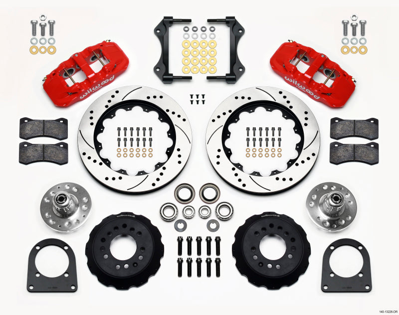 Wilwood AERO6 Front Hub Kit 14.00in Drill Red TCI-IFS 71-78 (Pinto Based) - 140-13226-DR