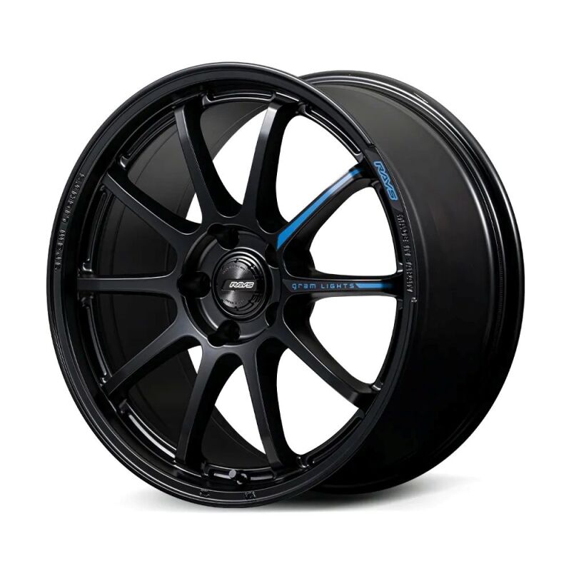 Gram Lights 57NR LIMITED II 18x9.5 +22 5-114.3 Semigloss Black Wheel w/ Black Cap/Stickers/Air Valve - WGN2X22ESB