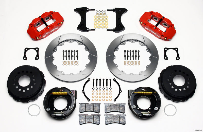 Wilwood Narrow Superlite 4R Rear P-Brk Kit 12.88in Red Chevy 12 Bolt-Spec 3.15in Bearing - 140-9215-R