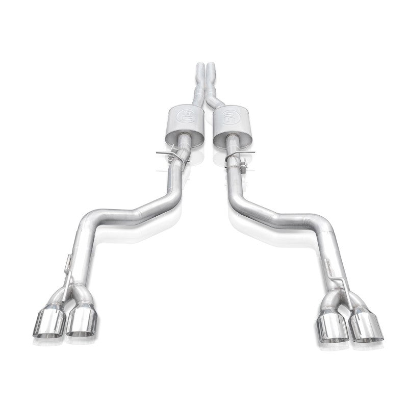 Stainless Works 15-19 Dodge Challenger 6.2L/6.4L Hemi 3in Redline Catback X-Pipe w/4in Quad Tips - CHAL16CBR4