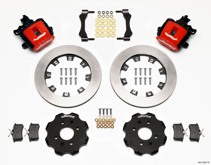 Wilwood Combination Parking Brake Rear Kit 12.19in Red Civic / Integra Disc 2.39 Hub Offset - 140-10207-R