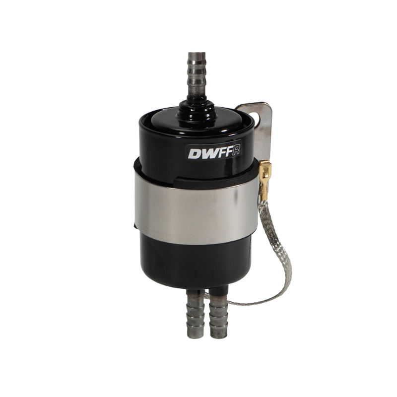 DeatschWerks 10 Micron 3/8in Barb Fuel Filter Regulator w/ Stainless Steel Body - Black - 8-FFR-38
