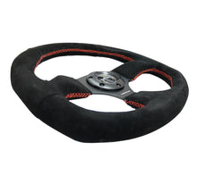 Load image into Gallery viewer, NRG Reinforced Steering Wheel (320mm Horizontal / 330mm Vertical) Suede w/Red Stitch - RST-009S-RS