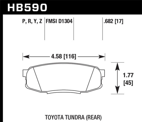 Hawk 2019 Toyota Tundra/2019 Lexus NX300 HP Plus Brake Pad Set - HB590N.682