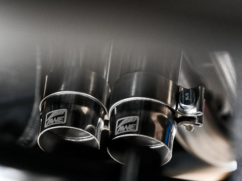 AWE Tuning 16-22 Toyota Tacoma 0FG Cat-Back Exhaust w/ BashGuard - Dual Diamond Black Tips - 3015-33826