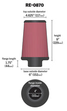Load image into Gallery viewer, K&amp;N Universal Rubber Filter 4inch FLG / 6inch OD-B / 4-5/8inch OD-T / 9inch H - RE-0870