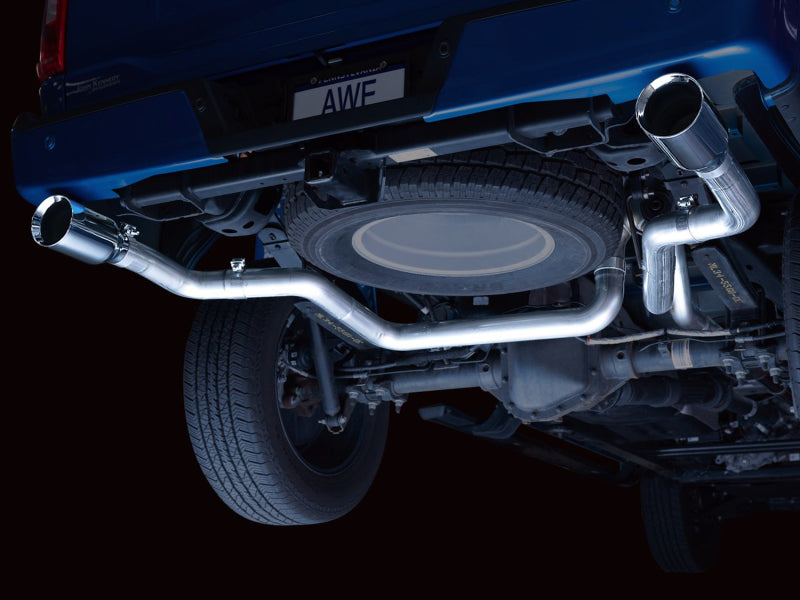 AWE Tuning 0FG 21+ Ford F150 Dual Split Rear Exhaust - 5in Chrome Silver Tips - 3015-32105