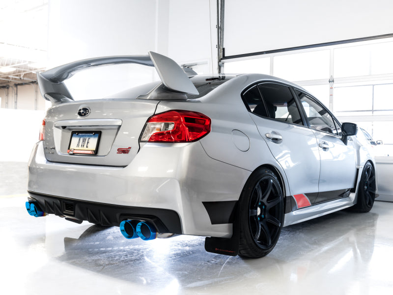 AWE Tuning 12-14 Subaru WRX STI Sedan Track Edition Exhaust - Vapor Blue Quad Tips (102mm) - 3020-49074