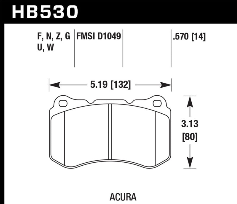 Hawk 07-08 Acura TL 3.5L / 04-08 TL 3.2L Type S HPS Street Front Brake Pads - HB530F.570