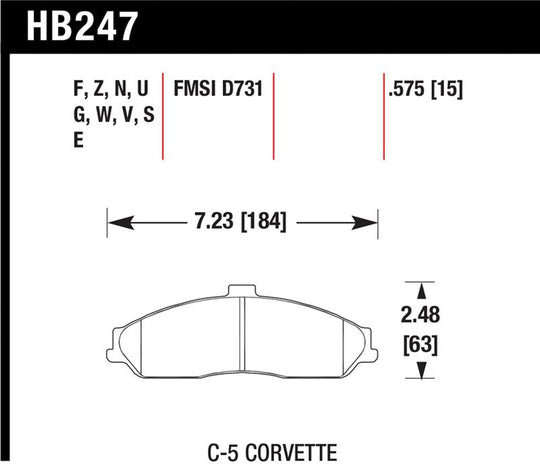 Hawk 97-13 Chevy Corvette Base/Z51 DTC-50 Front Brake Pads - HB247V.575