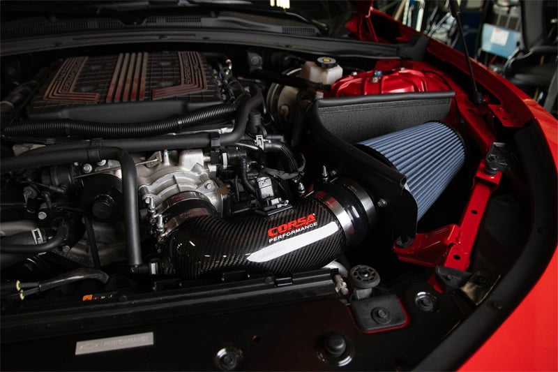 Corsa 2017-2023 Chevrolet Camaro ZL1 Carbon Fiber Air Intake w/ MaxFlow 5 Oil Filtration - 44005