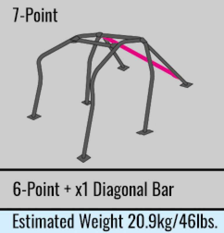 Cusco D1 Chromoly Blue Roll Cage 7-Point 2 Door R32 Skyline - 230 261 F